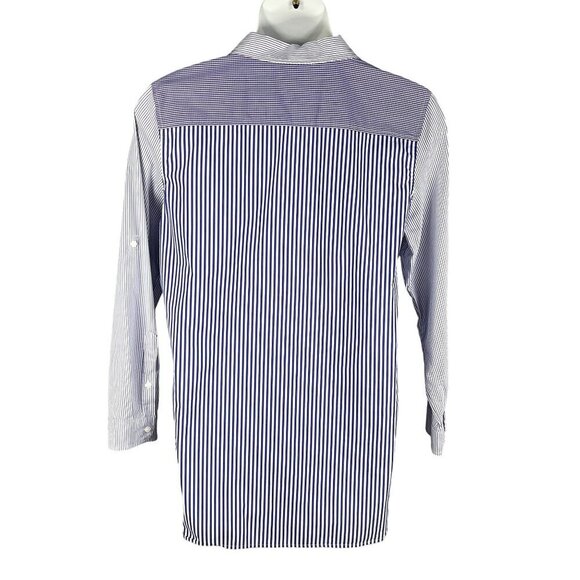 Calvin Klein Womens XL Purple Gingham Striped Patchwork Button Up Shirt Office - Picture 2 of 16